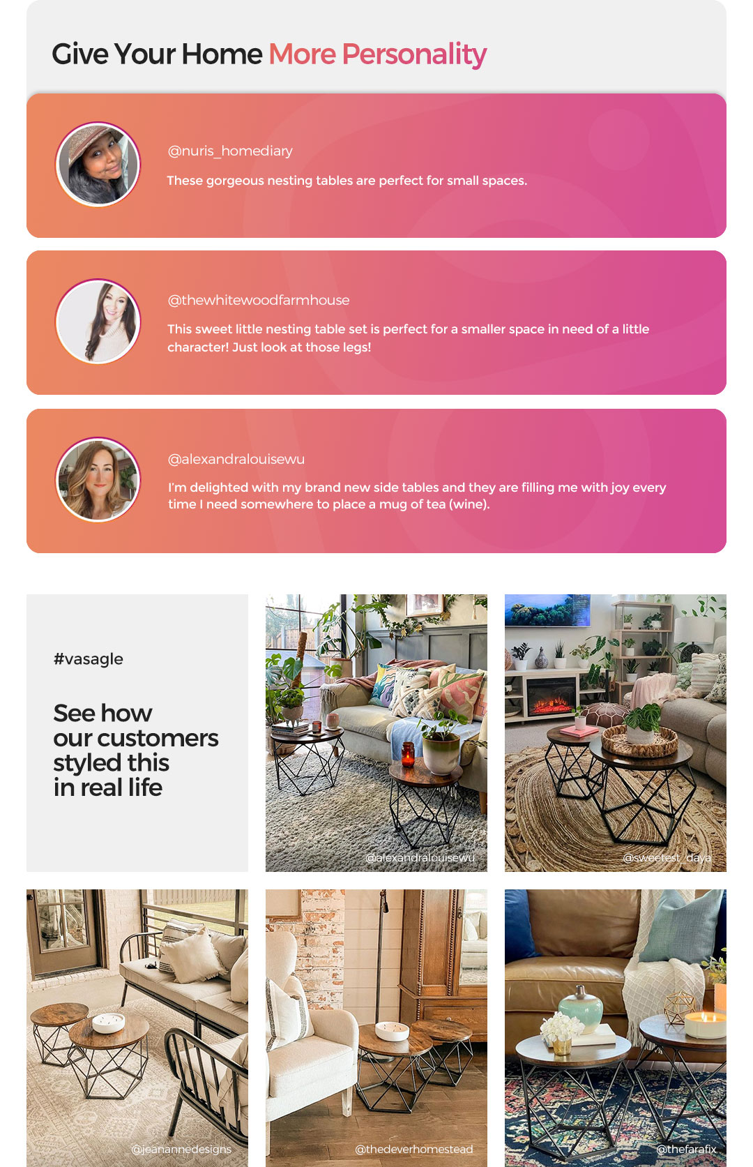 Industrial Nesting Coffee Table Set for Sale Home Furniture VASAGLE